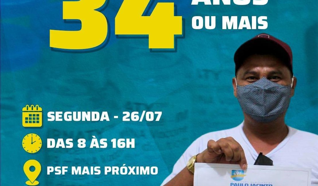 Prefeitura de Paulo Jacinto inicia vacinação contra COVID-19 para pessoas com 34+
