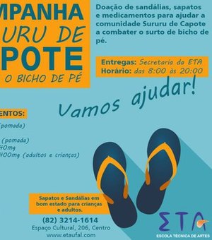 Escola Técnica da Ufal faz campanha Sururu de Capote contra bicho de pé