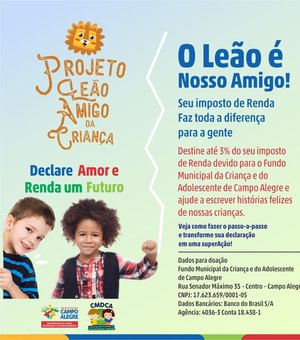 Município de Campo Alegre lança campanha “Leão amigo da criança”
