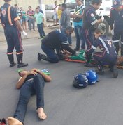[Vídeo] Após colisão, mototaxista fratura perna e passageiro tem escoriações