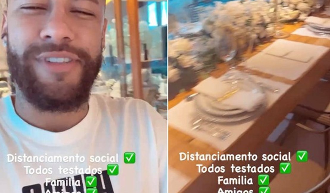 Neymar posta foto de ceia e ironiza: 'Não é para 500 pessoas'