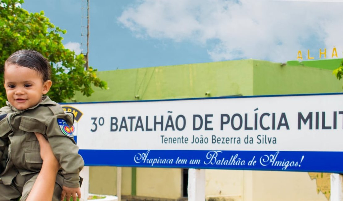 Criança visita dependências do 3° Batalhão de Polícia Militar