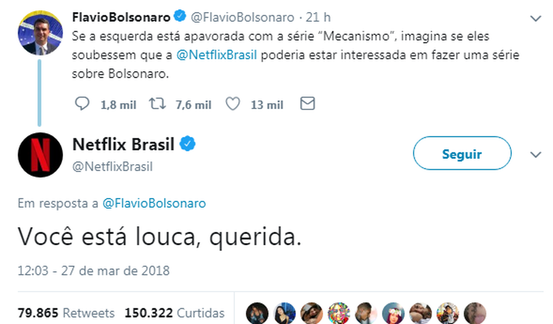 Netflix desmente Flávio Bolsonaro a respeito de série sobre seu pai