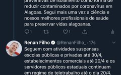 Renan Filho anuncia prorrogação do decreto de emergência em Alagoas