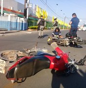 Manobra proibida provoca colisão entre motocicletas, em Arapiraca