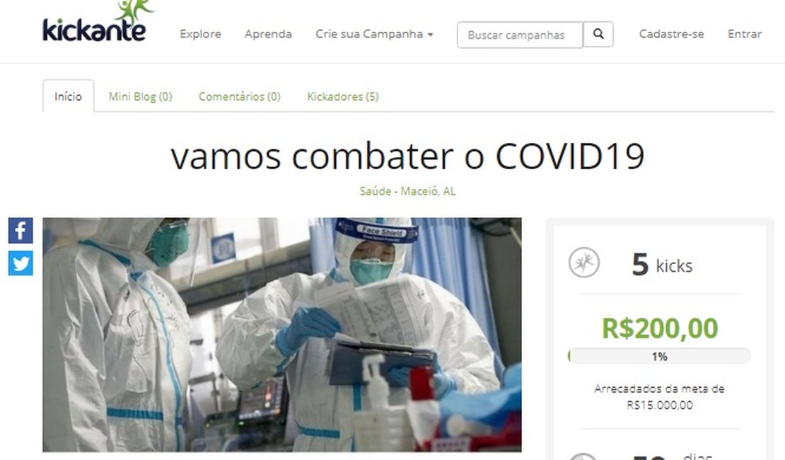 Instituto cria campanha de arrecadação de fundos para a compra de testes rápidos contra coronavírus
