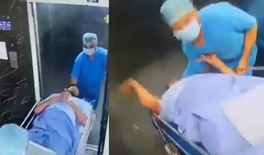 Vídeo: Elevador 'engole' maca e paciente é derrubado de cabeça para baixo