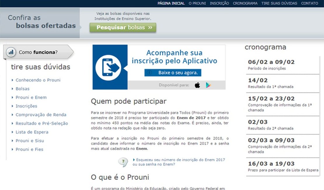 Inscrições para o Prouni 2020 estão suspensas, mas consulta de bolsas disponíveis continua