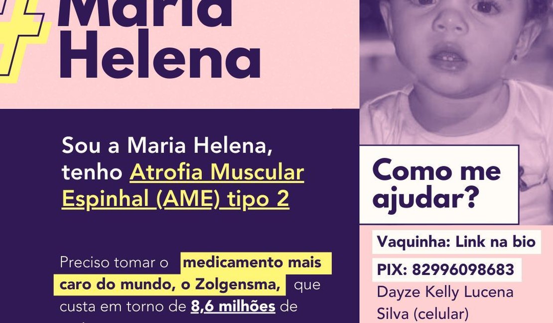 Pais realizam campanha para comprar medicamento de filha diagnosticada com AME