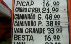 Preços para a travessia do Manguaba