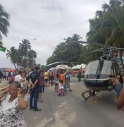 Maio Amarelo: helicópteros da Segurança Pública participam de ação na orla de Maceió