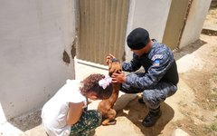 Criança visita a sede do terceiro Batalhão de Polícia Militar
