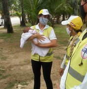 Bebê em situação de rua é resgatado por agentes da Ronda no Bairro na orla de Maceió