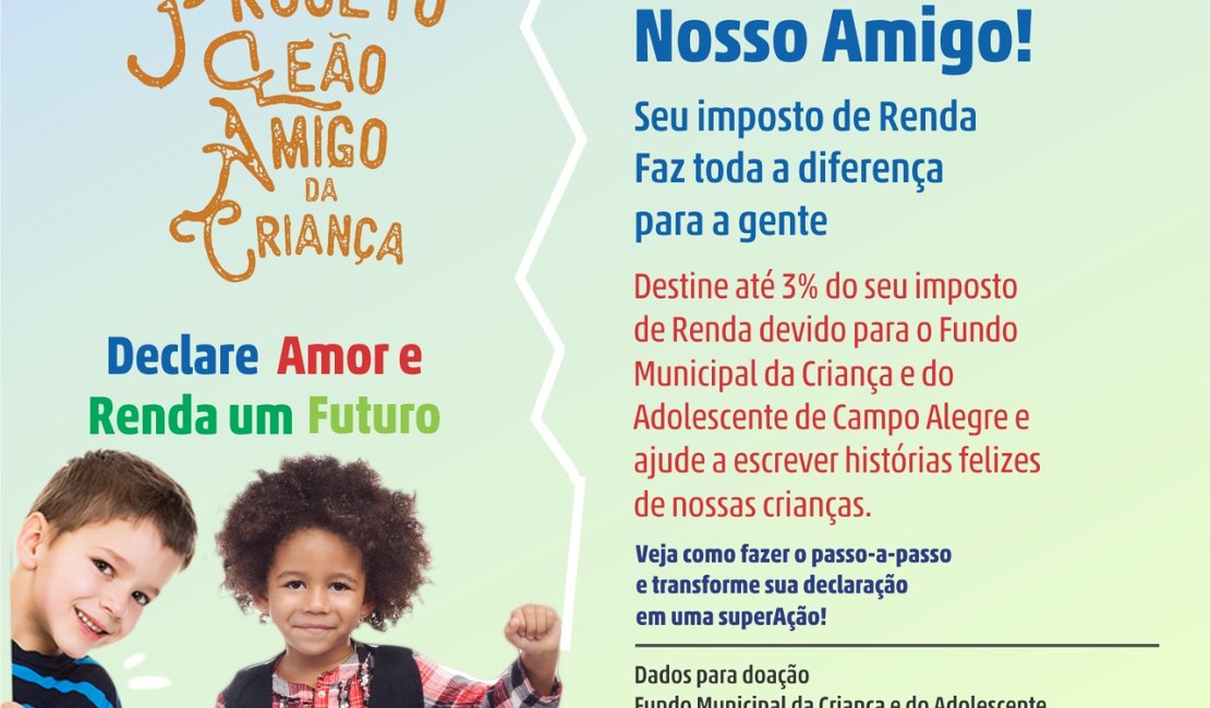 Município de Campo Alegre lança campanha “Leão amigo da criança”