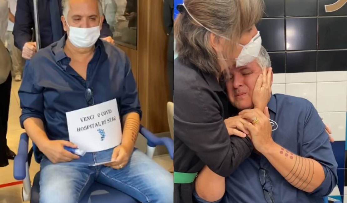 Orlando Morais tem alta hospitalar após vencer a Covid-19 e ganha carinho de Glória Pires