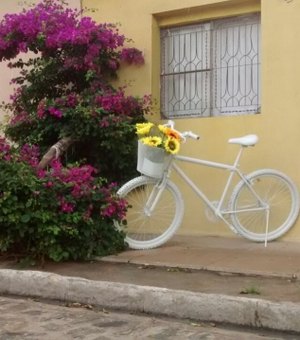 Artesã inova ao colocar bicicleta reciclada para decorar residência