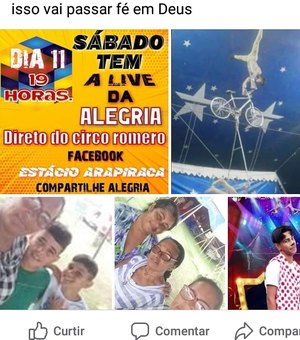 Artistas do circo Romero promoverão live da alegria em Arapiraca