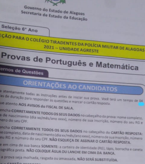 Erro de digitação nas provas do Colégio Militar de Arapiraca pode prejudicar candidatos