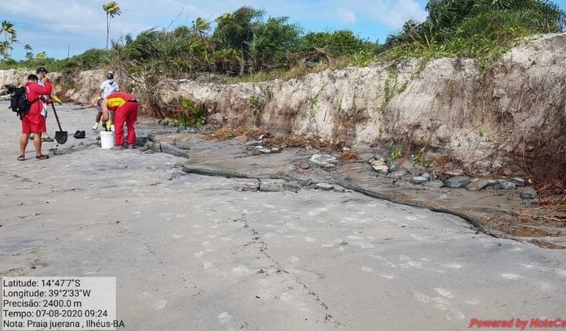 Nova mancha de óleo surge em praia de Ilhéus, na Bahia