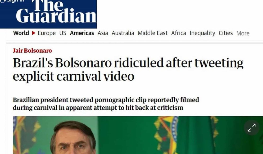 Imprensa estrangeira repercute tuíte de Bolsonaro com vídeo obsceno