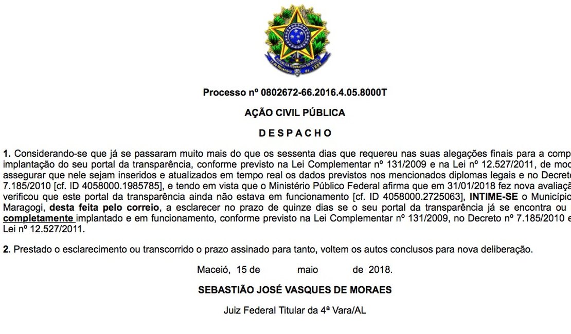 Prefeitura de Maragogi enfrenta processo judicial por falta de transparência