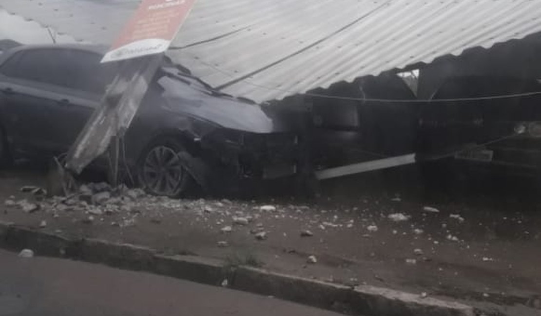 Motorista derruba poste em colisão na Lagoa da Perucaba, em Arapiraca