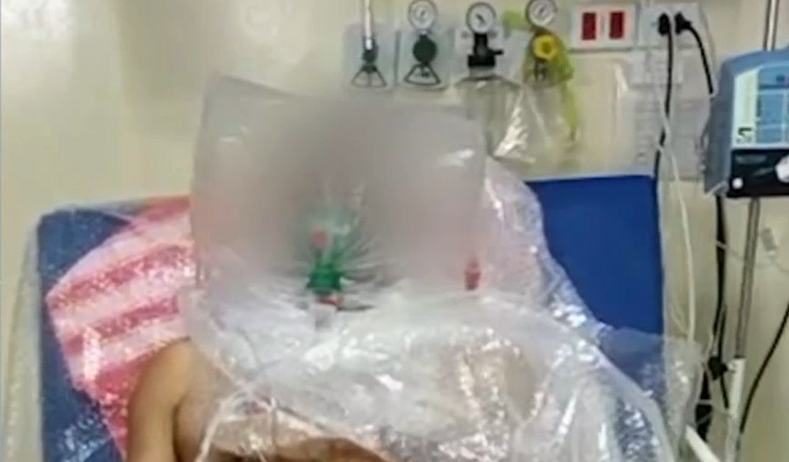 Na fila da UTI, paciente respira com ajuda de saco plástico em Manaus