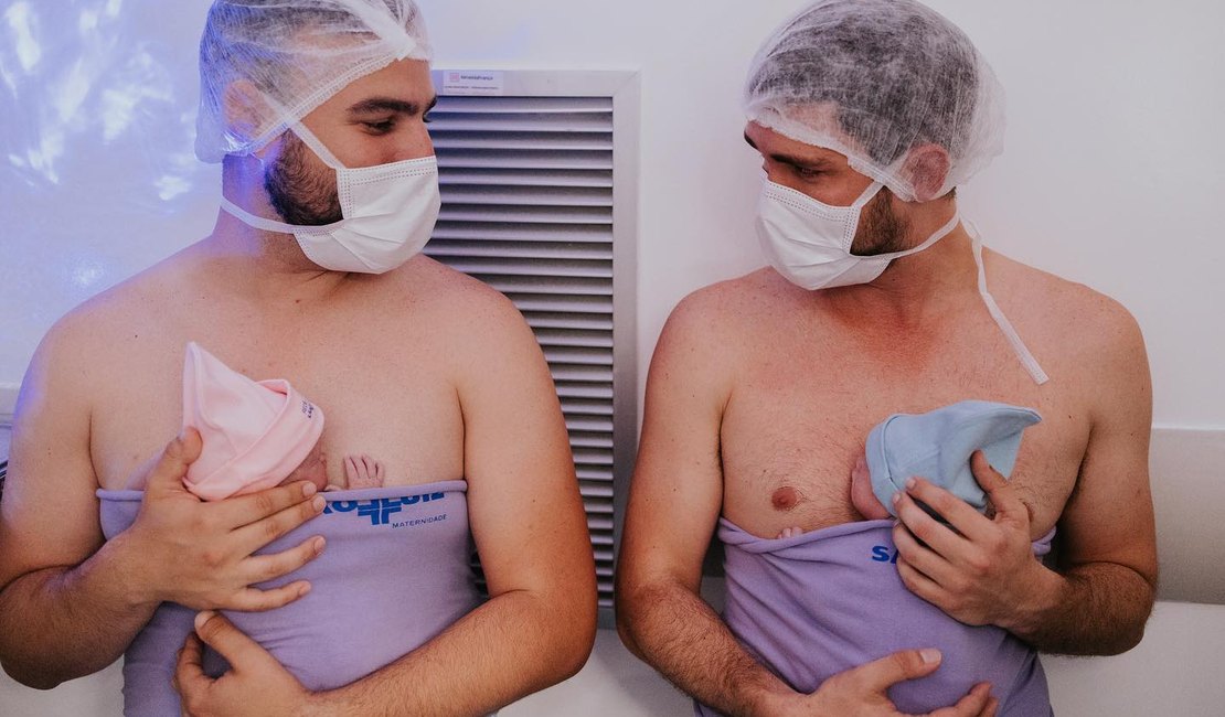 Nascem os primeiros gêmeos de casal gay no Brasil gerados com o material genético dos dois pais