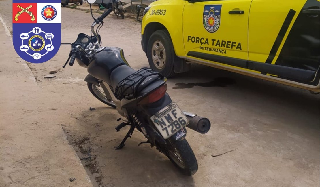 Força Tarefa encontra moto furtada em frente à loja no Centro de Arapiraca