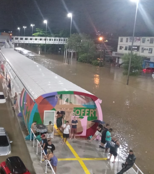 Fortes chuvas interditam Avenida Brasil e deixam carros submersos