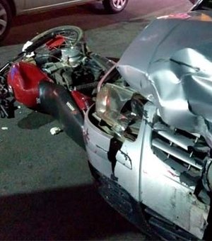 Colisão entre carro e moto deixa um ferido em União dos Palmares