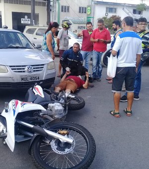Colisão entre carro e moto deixa um ferido na cidade de Arapiraca