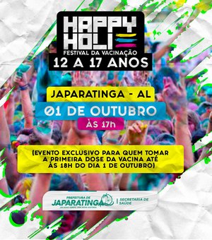 Prefeitura de Japaratinga promove Happy Holi da Vacinação nesta sexta