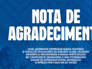 Diretoria do Cruzeiro emite nota em agradecimento aos apoios conquistados durante a campanha na Série d