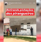 Polícia obriga bandidos a pintar muro onde haviam pichado ameaças em Fortaleza