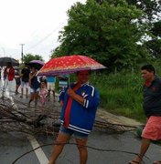 Moradores bloqueiam trecho da BR-104 e protestam contra a falta de infraestrutura