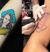 Momento difícil de Larissa Manoela vira tatuagem em perna de empresário: 'faz o PIX do milho'
