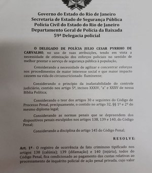 Corregedoria investiga cobrança por registro de ocorrência em delegacia do RJ