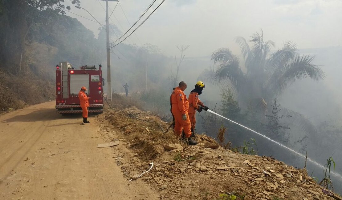 Bombeiros são acionados para combater incêndio em vegetação na Chã da Jaqueira