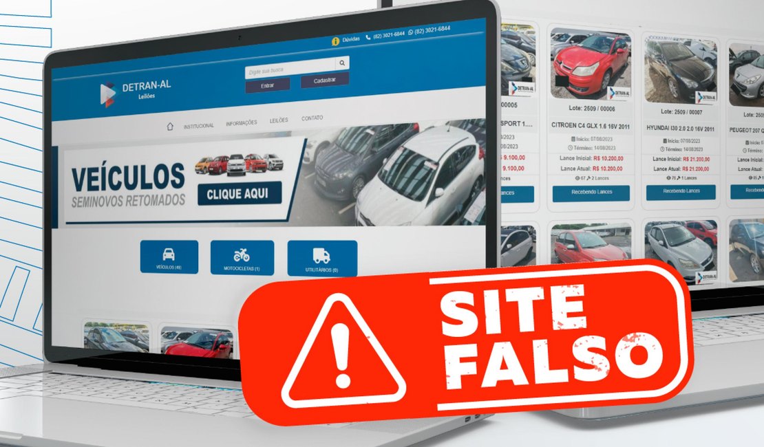 Detran Alagoas alerta sobre site falso de leilão de veículos