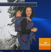 [Vídeo] Meteorologista americana apresenta previsão do tempo com bebê nas costas