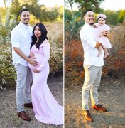 Viúvo recria sessão de fotos com filha pequena após a morte de esposa grávida nos EUA