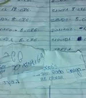 Caderno de anotações do tráfico é apreendido em Arapiraca  