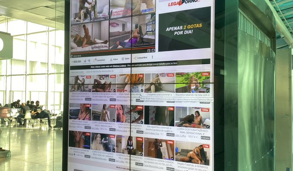 Hacker invade painel de publicidade de aeroporto e exibe vídeos pornô