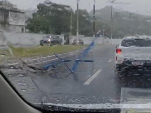 Carro colide com poste na rodovia AL-101 Norte