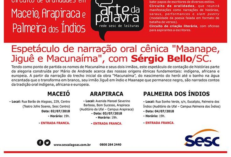 Contador de histórias desde 1995, o catarinense Sergio Bello participa do Circuito de Oralidades do Sesc