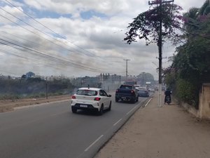 Incêndio em vegetação provoca pânico na população, comerciantes e motoristas