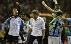 Renato Gaúcho técnico do Grêmio, vibra com a conquista do titulo 