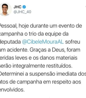 JHC suspende atos de campanha após acidente com trio elétrico na parte alta de Maceió