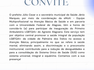 Palmeira dos Índios inaugura primeiro Ambulatório LGBTQIA+ do Agreste Alagoano nesta terça (2)